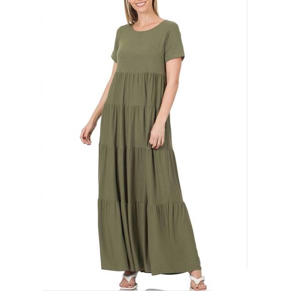 Zenana Surplice Short Sleeve Brushed DTY Dress main image 0